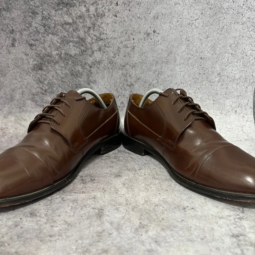 Bostonian 25033 Cap-Toe Derby Mens 10 Brown Leather Oxford Dress Shoes
